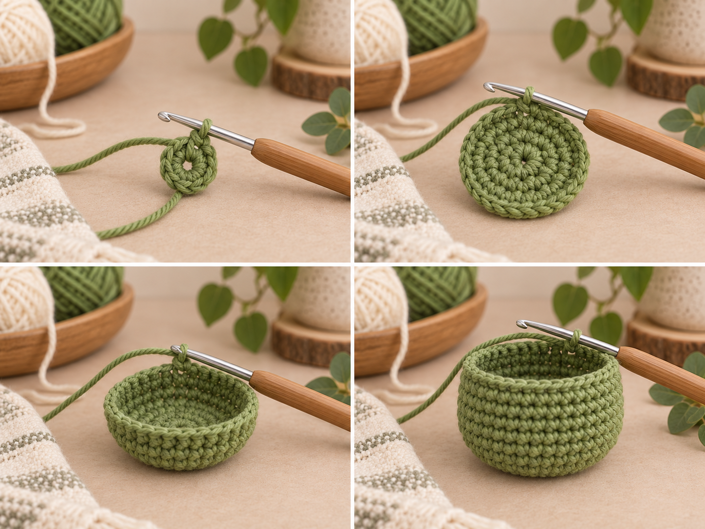 Crochet frog body base step-by-step construction