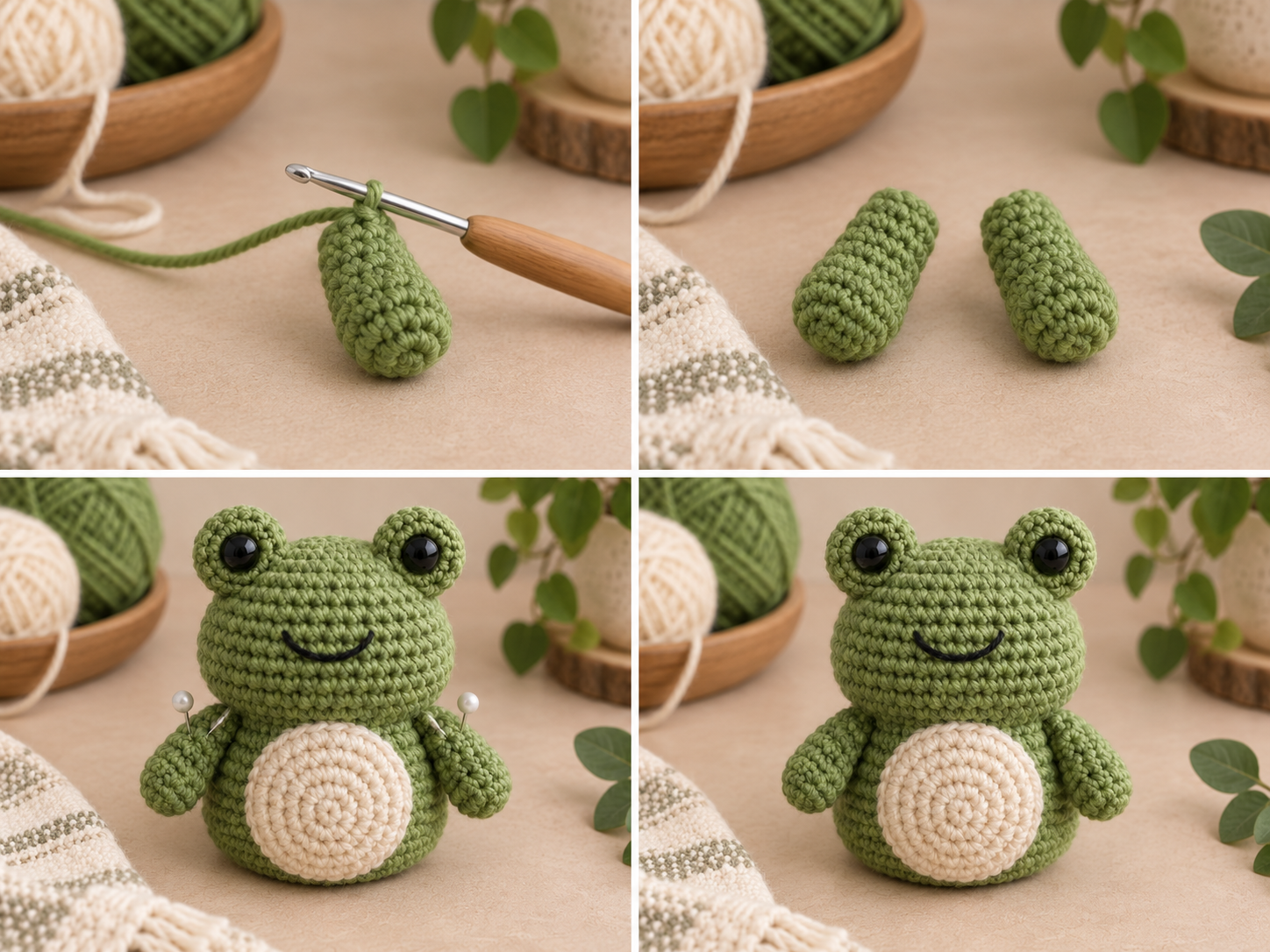 Crochet frog arms step-by-step tutorial