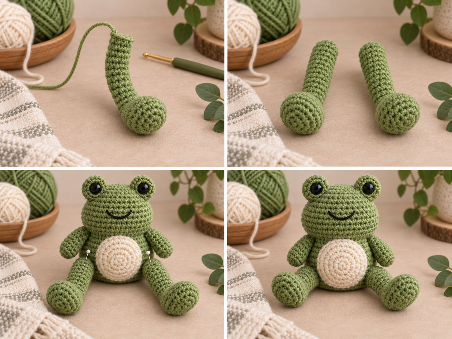 Crochet frog hind legs step-by-step tutorial