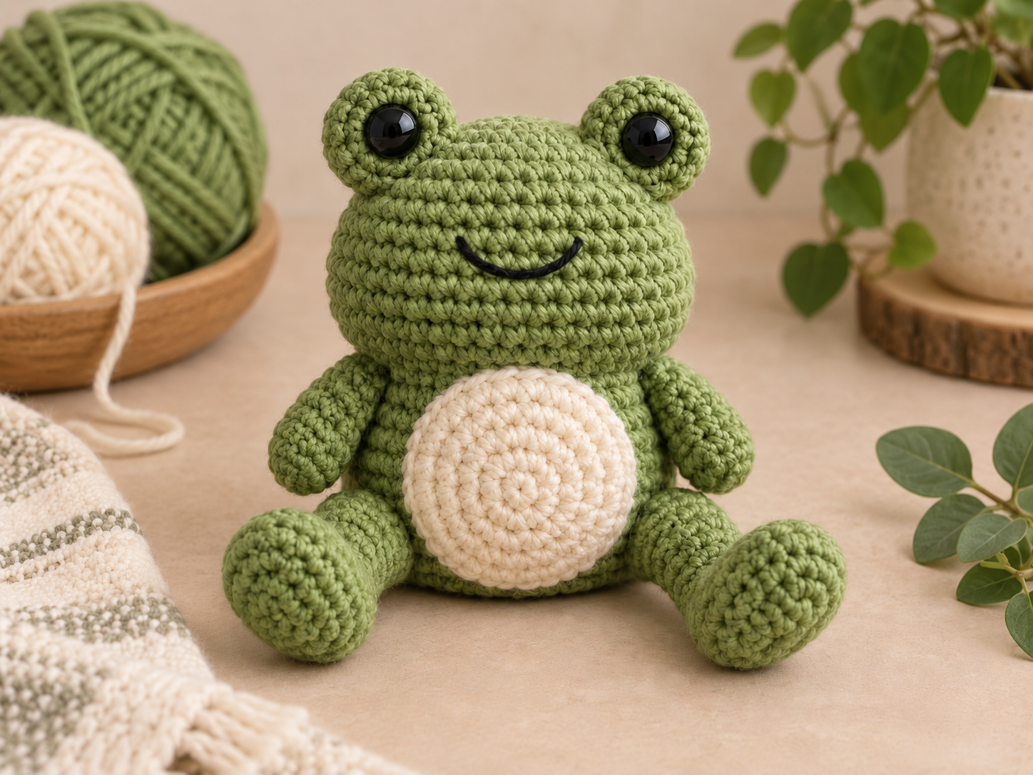 Finished free frog crochet pattern amigurumi