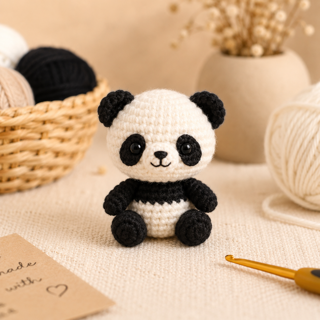 Mini panda crochet pattern free – finished tiny amigurumi panda