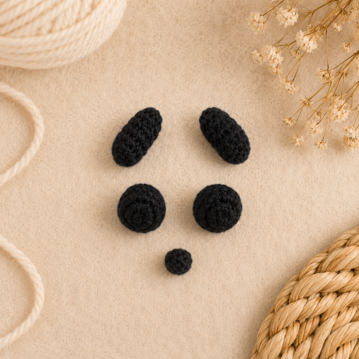 Crochet arms legs and tail for mini panda amigurumi