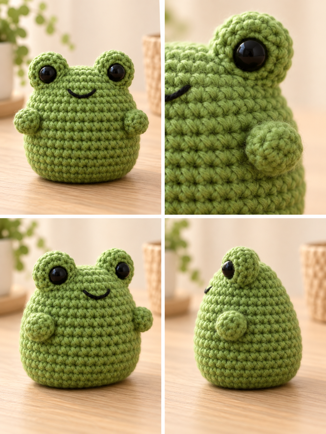 No-sew frog arms crocheted directly into the body