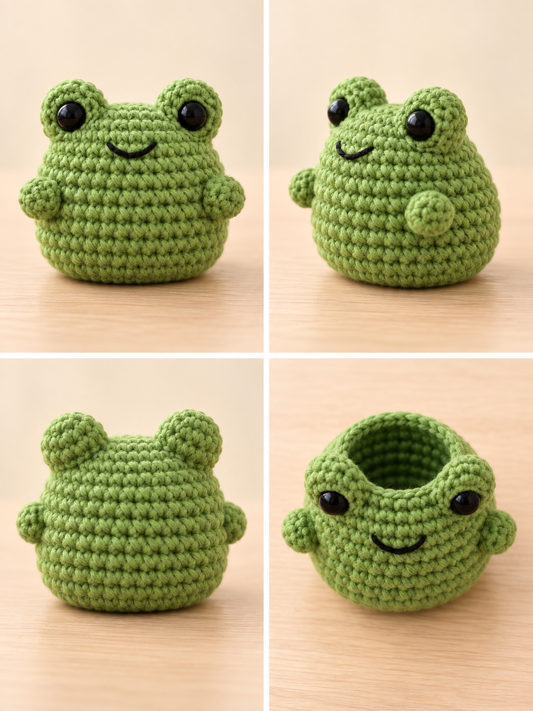 Rounded body shaping for the one-piece frog amigurumi