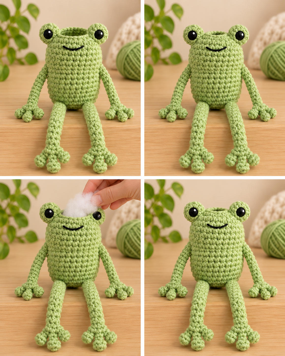 Closing the final opening of the no sew leggy frog