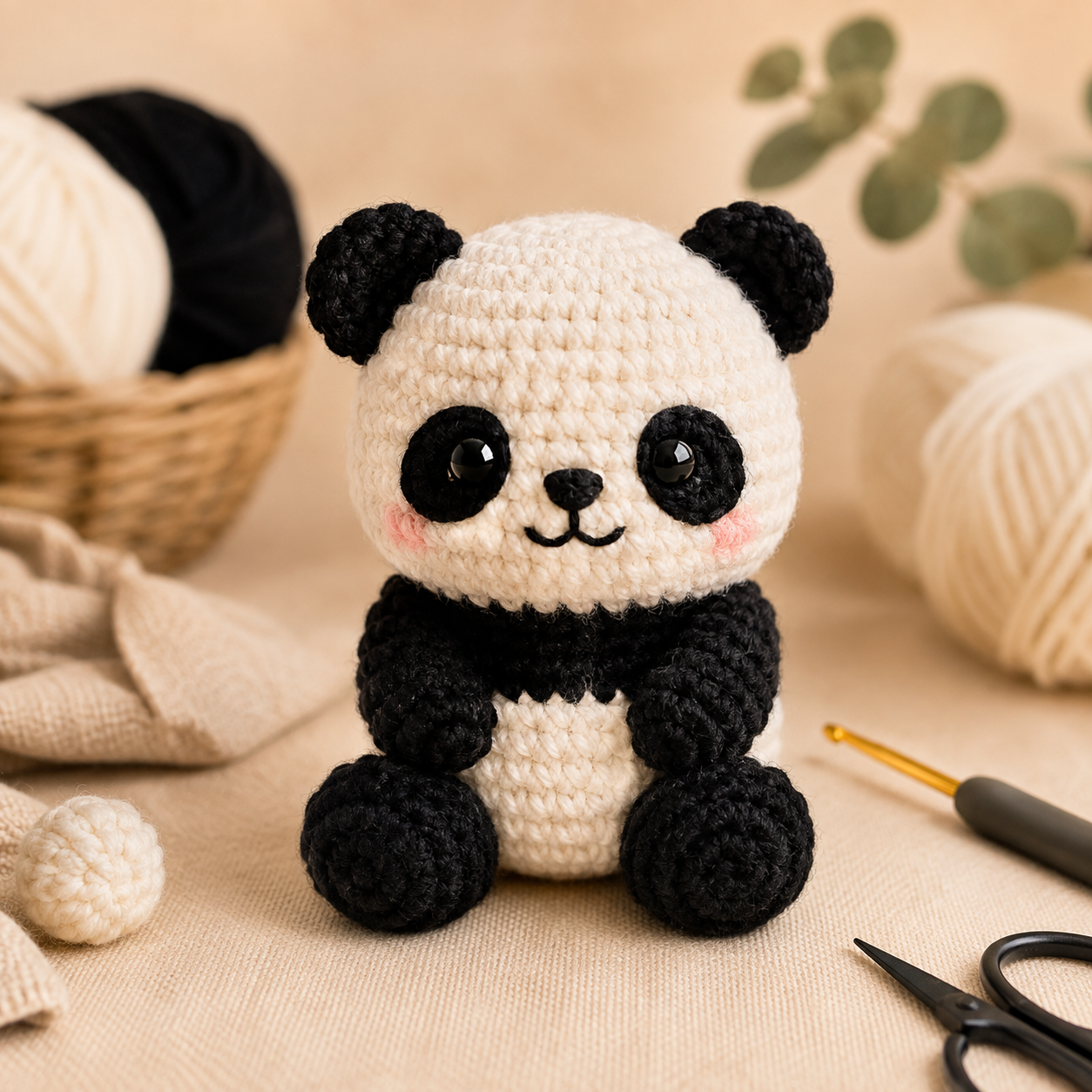 No sew panda crochet pattern free finished chunky amigurumi panda