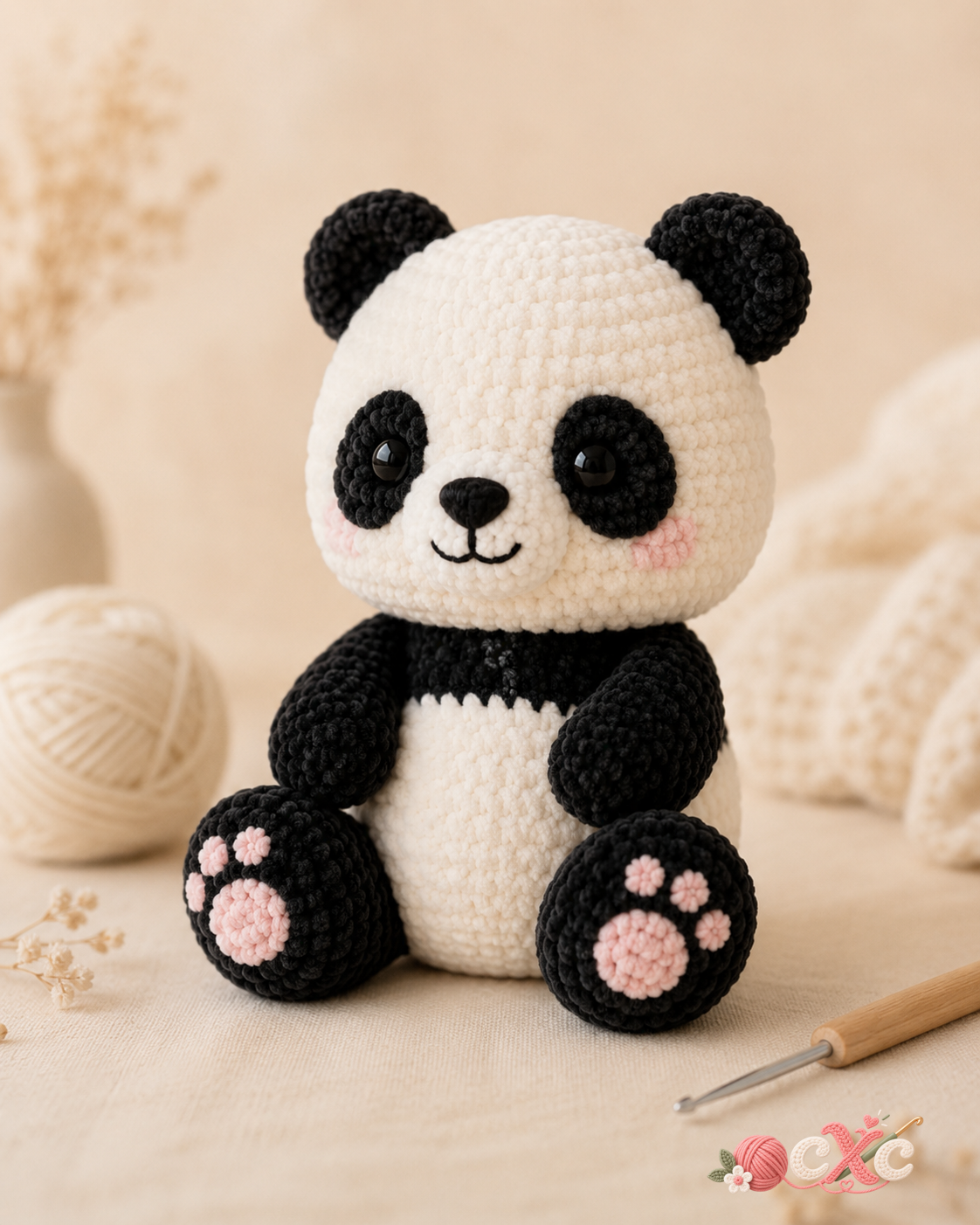 Free panda crochet pattern finished amigurumi panda